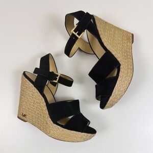 Michael by Michael Kors Taylor Black Suede Platform Wedge